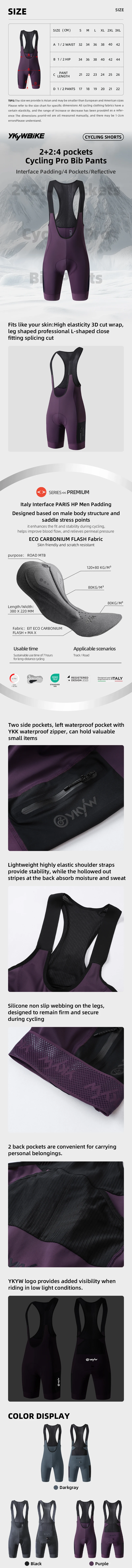 YKYW Italy Interface Herren-Radsport-Trägerhose, 4 Taschen, 7 Stunden Rennrad, Pro-Team-Trägerhose, YKK-Shorts mit seitlicher Reißverschluss und Seitentasche – Detail 9