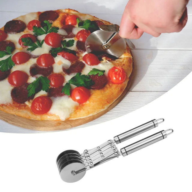 5 Wheel Pastry Cutter Stainless Pizza Slicer Multi-Round Dough