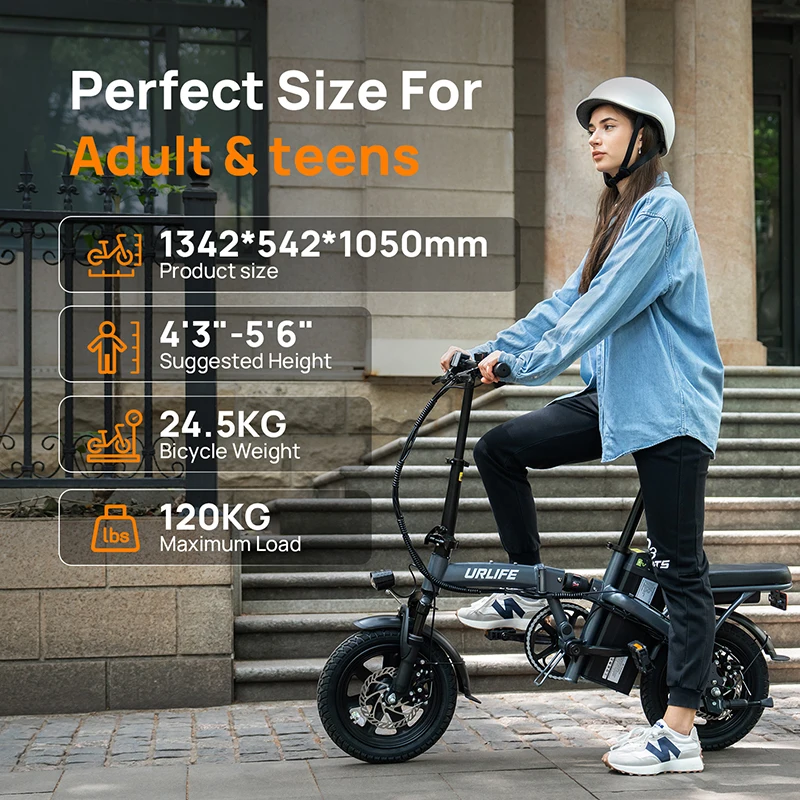 URLIFE F 1L Erwachsenen-Elektrofahrrad 250W Motor Faltbares E-Bike 48V 7,5AH 14 Zoll Reifen City-Pendler-Elektrofahrrad – Detail 13