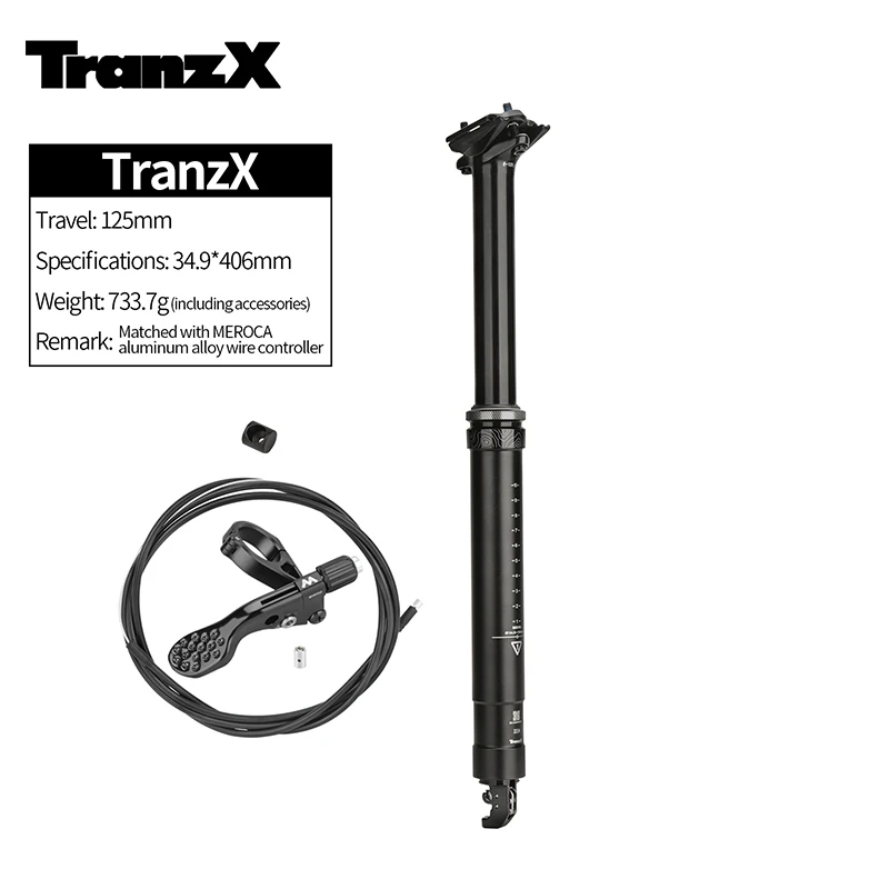 Tranzx Dropper Seatpost 34.9mm MTB Seatpost 125mm Travel TranzX