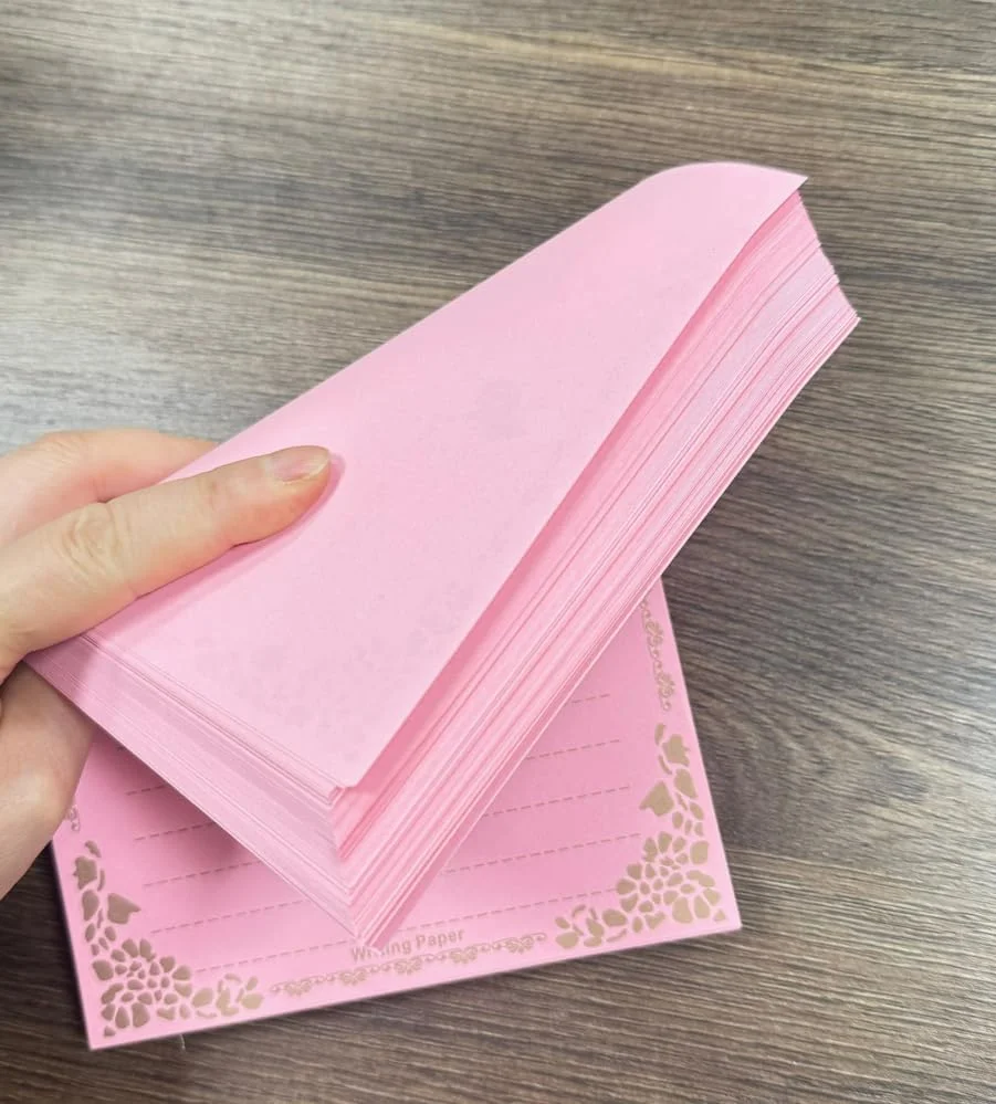100 Pcs 핑크 토끼 A5 편지 쓰기 용지 러브 레터 결혼식 초대장에 대한 빈티지 테두리 문구류