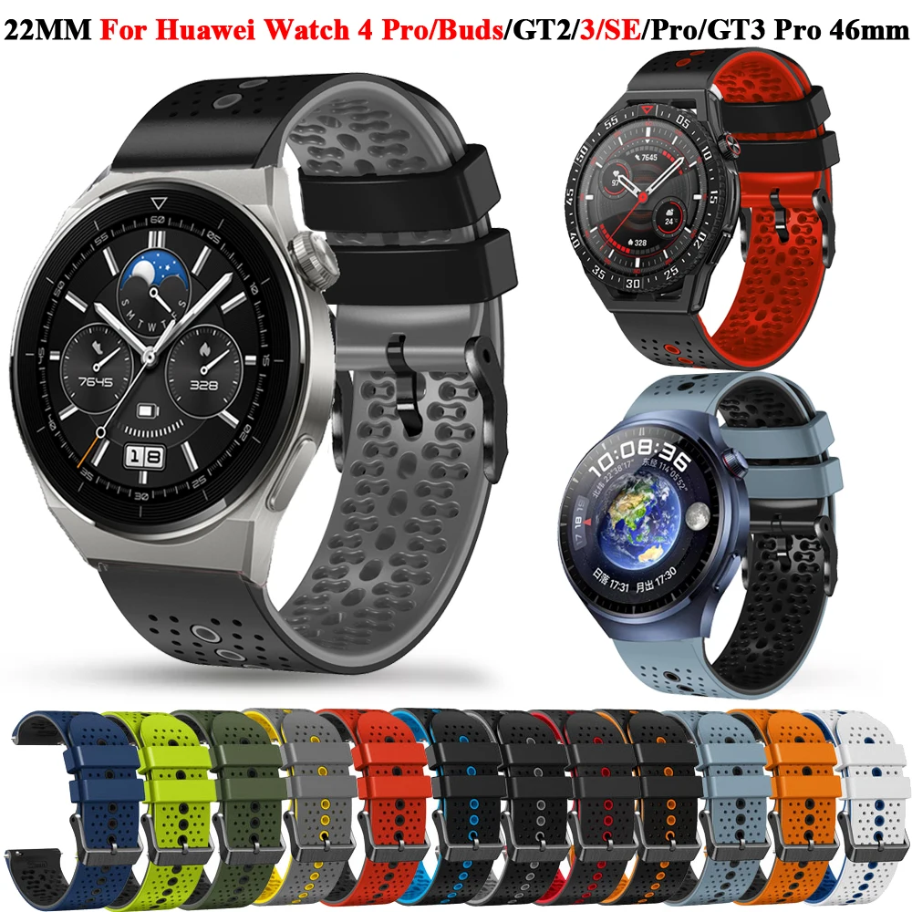 

Ремешок силиконовый для наручных часов Huawei Watch 4-Pro/GT 3 SE GT2 46 мм, сменный Браслет для смарт-часов GT3 Pro 46 мм, 22 мм