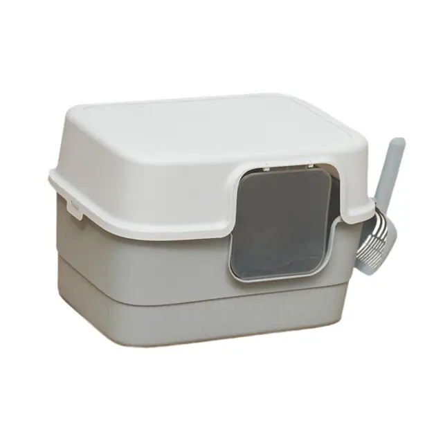 Hooded Cat Litter Box with Lid Low Entry for Indoor Cats Large Cat Potty 3