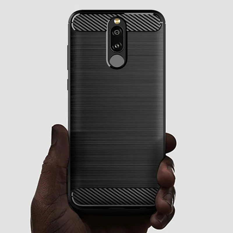 Silicone Full Protective Matte Phone Cover with Shockproof Carbon Fiber Design