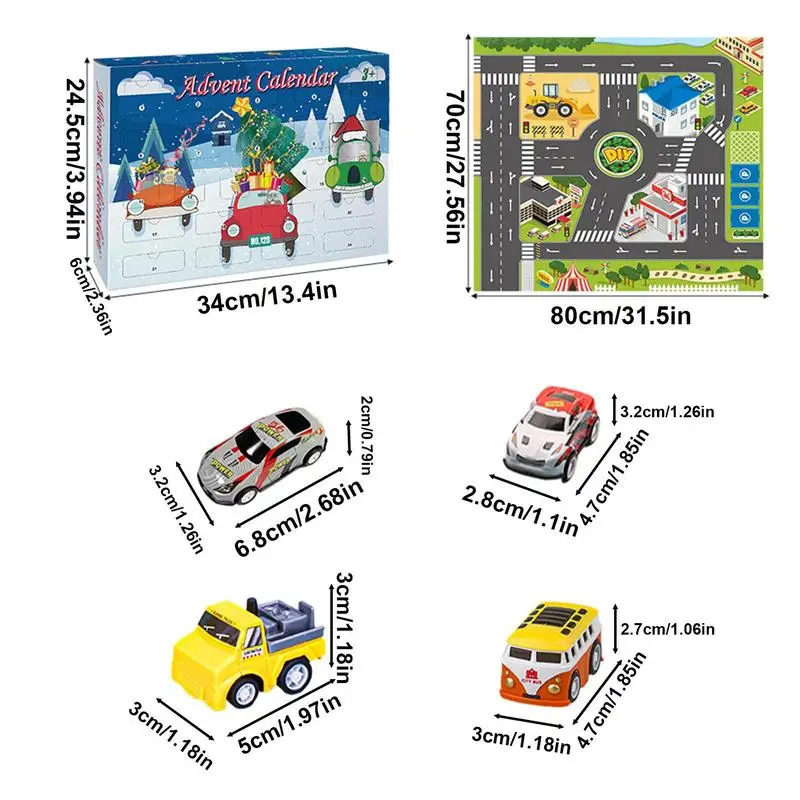 Adventkalender Fahrzeuge 24 Teile/Satz Mini Autos Spielzeug für