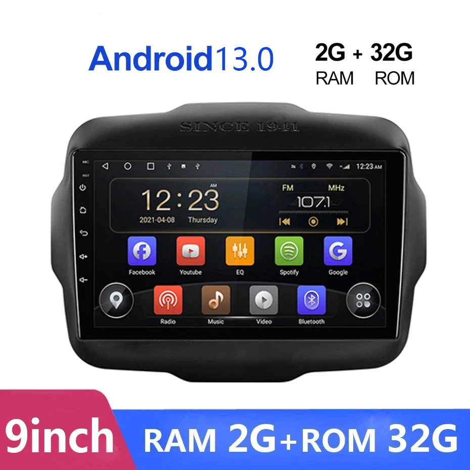 

Quad Core Android 13.0 autoradio For Jeep Renegade 2016 2017 2018 GPS Navi Car Multimedia RAM 2G ROM 32G Camera No DVD 2din