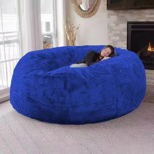 fluffy blue bean bag chair