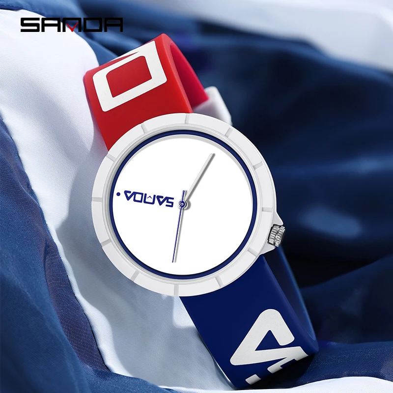 SANDA 2023 Casual Quartz Watch Mens Watches Top Luxury Brand Watch Fashion Men Watch Silicone Strap 50M Waterproof Clock Reloj
