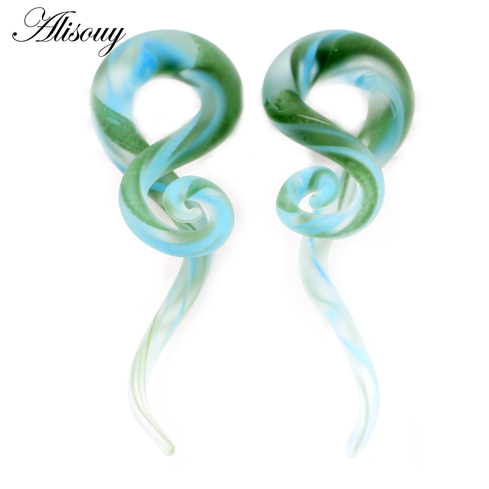 Piercing Jewelry 2pcs Pyrex Glass Ear Plugs Tunnel Ear Spiral Taper Cartilage Earring Gauges Expander Stretcher Flesh