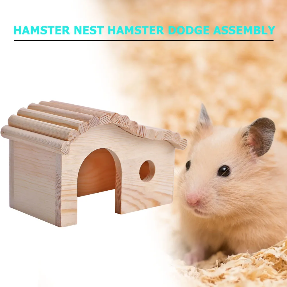 Hamster Hedgehog Sleeping Bed Portable Wood Anti-mite Small Animal Cozy House Evade Assembling Cottage Pet Supply