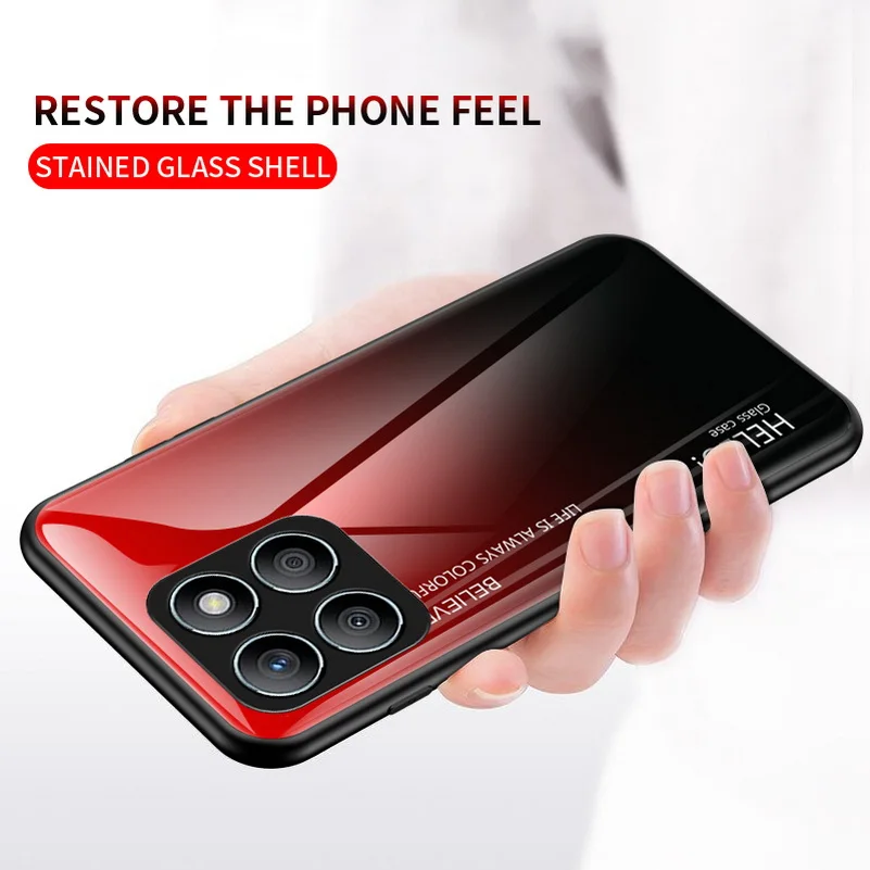 Gradient Tempered Glass Glossy Back Phone Case