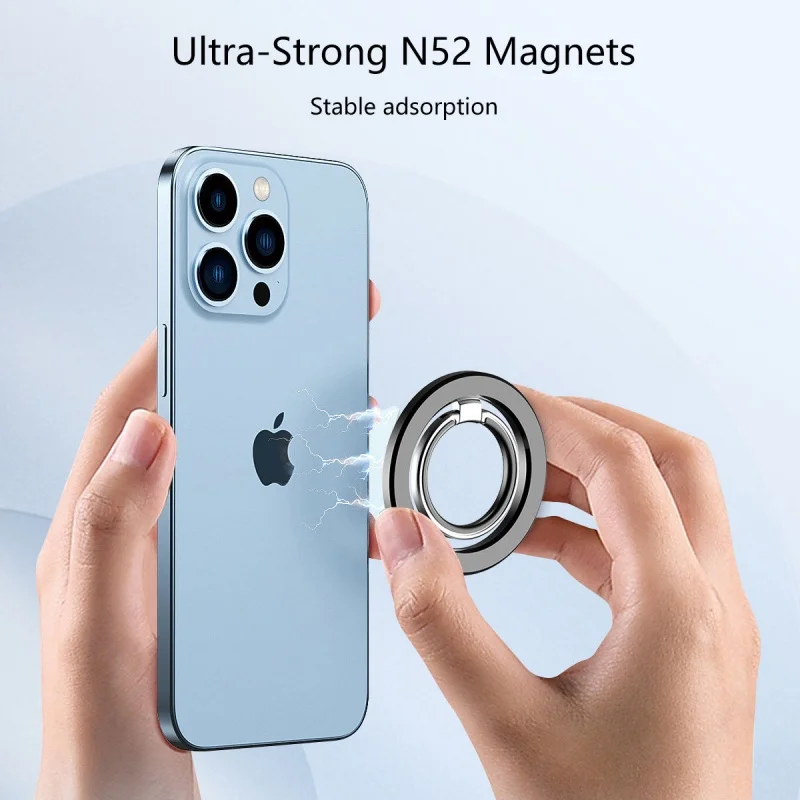 Magnetic 360° Rotating Alloy Phone Ring Holder - Strong Grip, No Adhesive