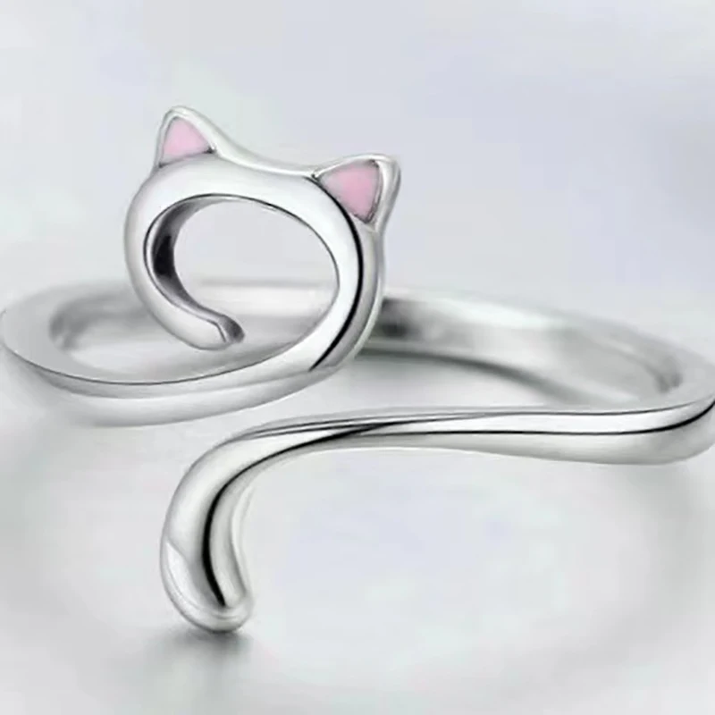 Adjustable Crochet Tension Cute Cat Ring, Beginner Knitting Crochet Hook Ring, Yarn Guide Finger Holders Thimbles Winder Tools