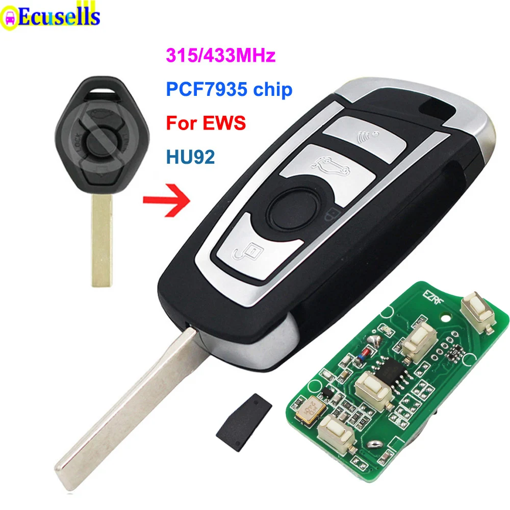 315MHz ID7944 Chip CAS2 Sistema remoto llave del coche 3 botones para BMW  Key 5 serie E46 E60 E83 E53 E36 E38 E39 HU92 Blade (2)