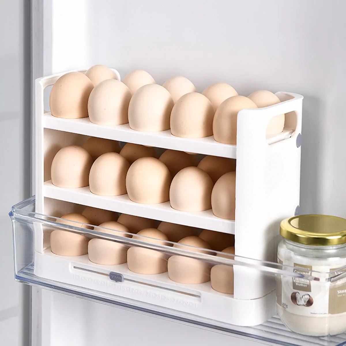 Refrigerator Egg Rack, Detachable Flip Over Egg Storage Rack with Timer