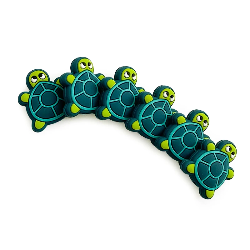 10pcs Baby Silicone  Food grade Silicone Gel Chewing Beads Cartoon Animal Green Turtle Beads DIY Baby Pacifier Chain Toy Gift 6