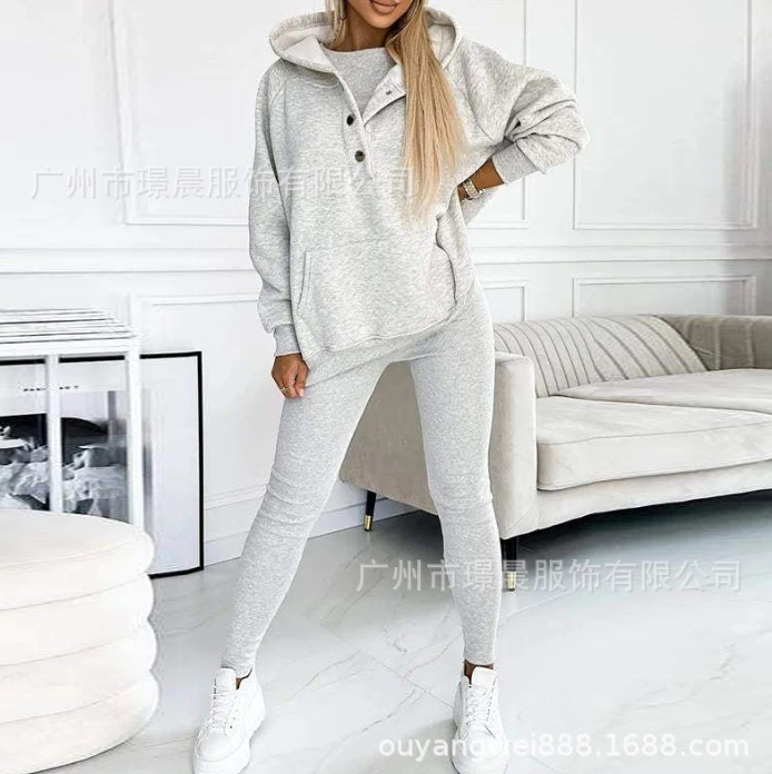 Women Casual Pants Sets 2024 Early Spring Autumn Long Sleeved Pockets Design Comfortable Loose Fitting Sports Set Two-Piece Set