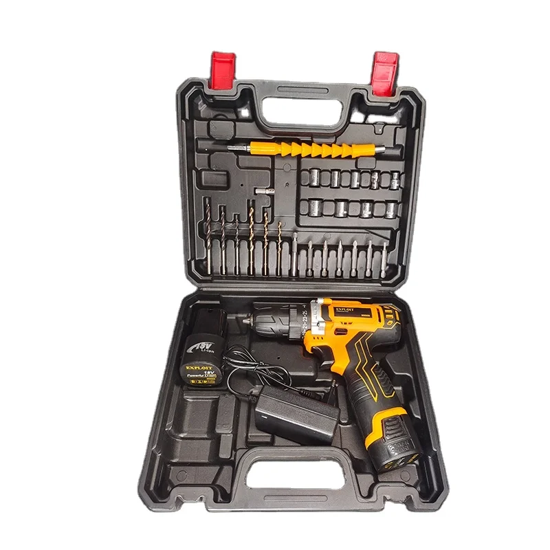 Factory price two speed lithium battery custom portable hand drill power tools 18V in line brushed electric impact set |