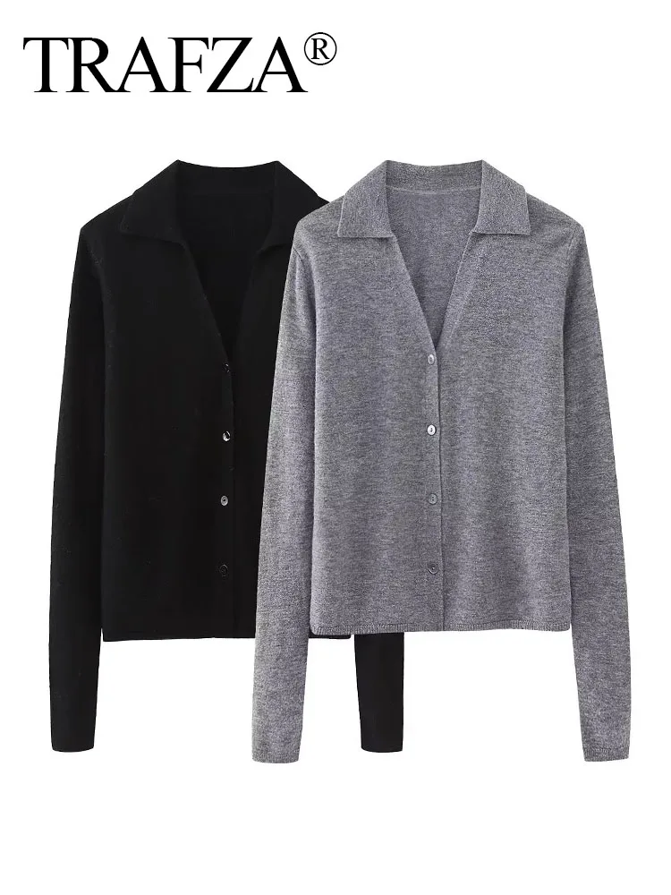 

Женский однобортный Кардиган с отложным воротником и длинным рукавом