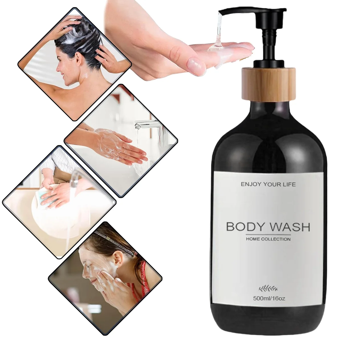 Kitchen Sink Decoration Dishes Soap Bottle with Waterproof Labels Countertop Hand Dish Dispenser Empty Refillable Pump Bottle 4