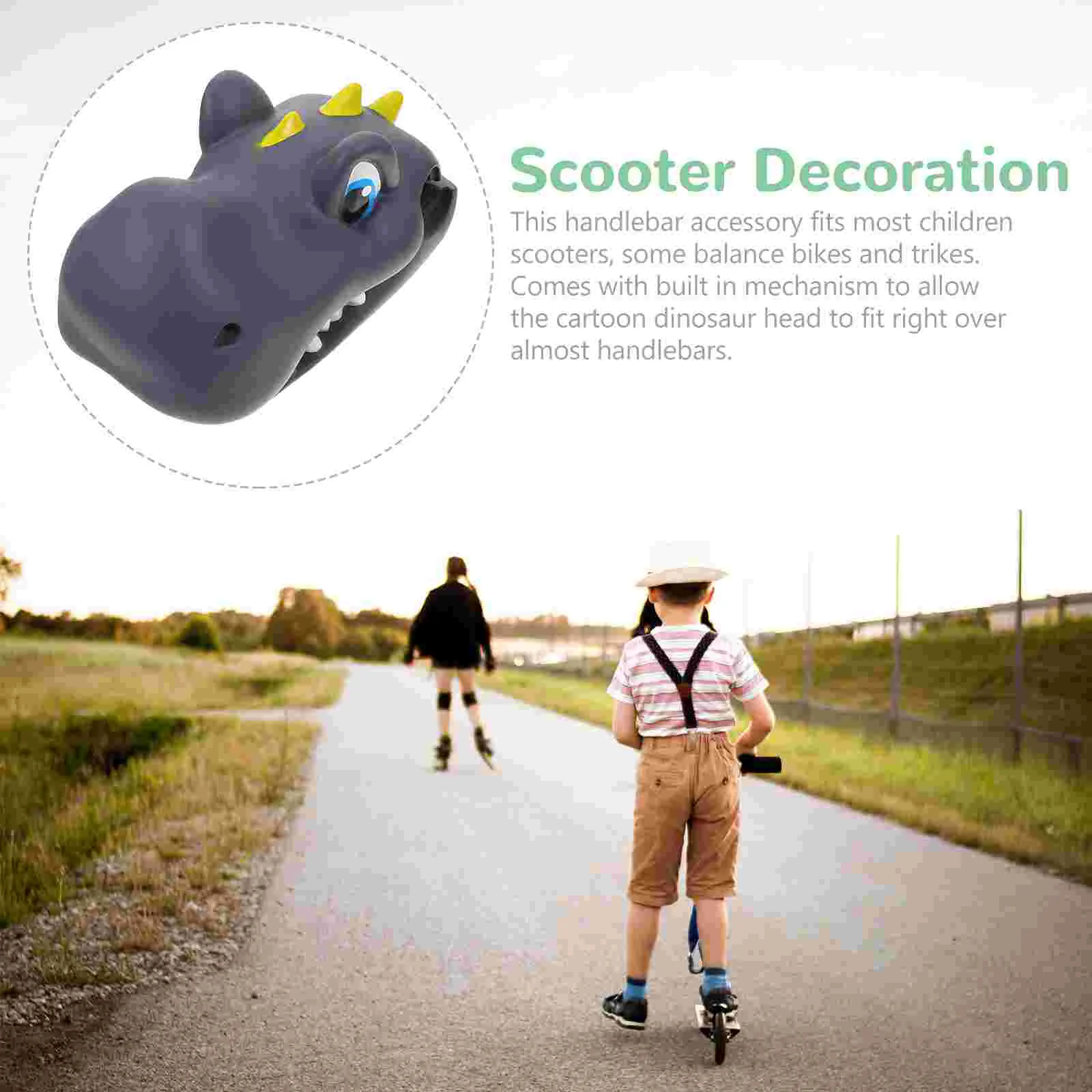 Bike Handlebar Decor Silicone Bike Handlebar Decor Scooter Parts Skateboard Accessory Balance Toy Kids Dinosaur Cartoon Roller Safe Installation