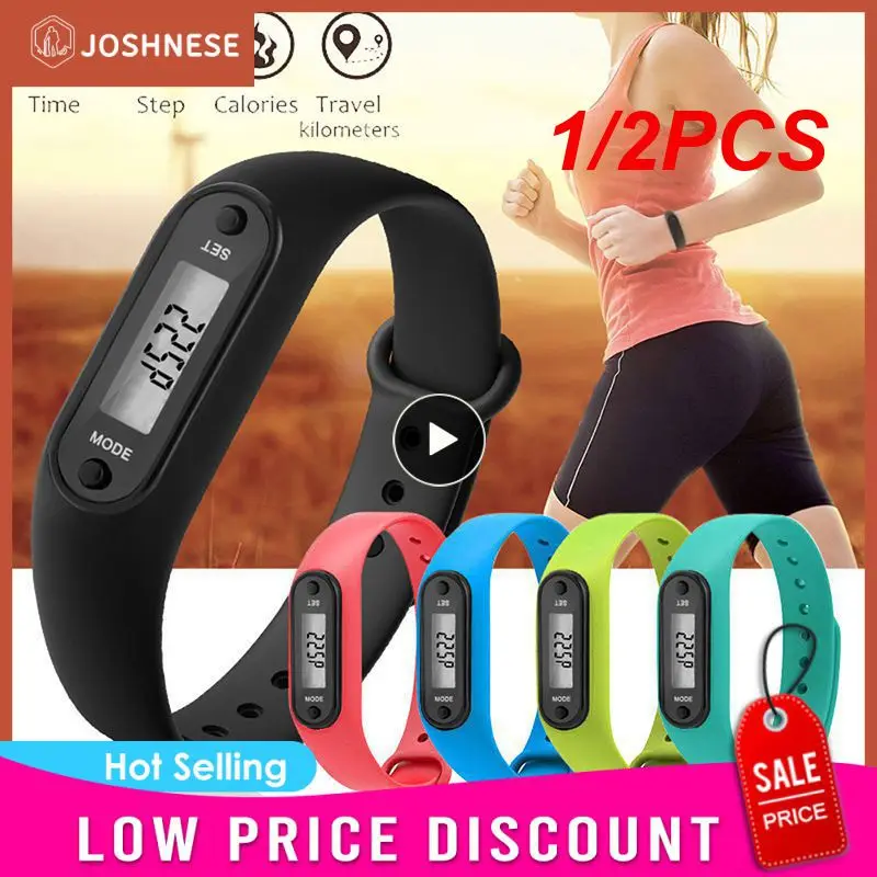 

1/2PCS Sport Smart Wrist Watch Bracelet LCD Display Fitness Gauge Step Tracker Digital Pedometer Run Walking Calorie Counter