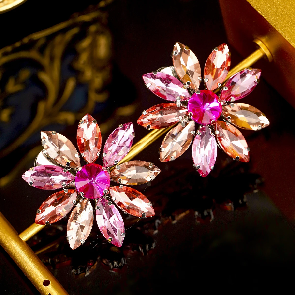 2 Stück/Set Kristallblumen-Haarspangen für Frauen und Mädchen, tägliche Haarnadel, Kopfbedeckung, Haarschmuck, festlicher Party-Schmuck als Geschenk – Detail 10