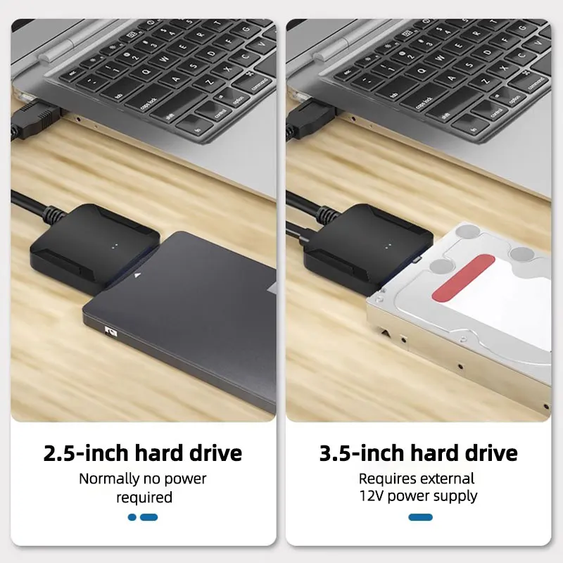 Sata to USB Adapter TEUCER SATA to USB 3.0 Cable USB to SATA Hard Drive Adapter Converter for 2.5" 3.5" SSD HDD Hard Drive Disk with Power Adapter
