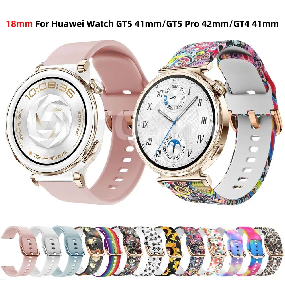 Stylish 18mm Printed Silicone Watch Strap Replacement Bracelet - Vibrant Design