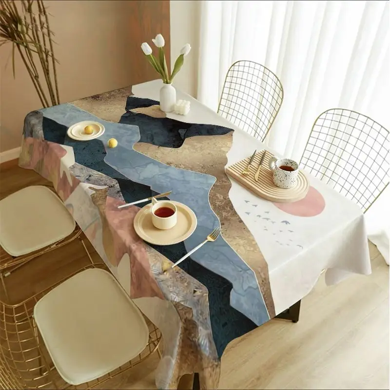 

Nordic style painted mountain ranges, light luxury household dining tables, coffee tables, tablecloths, student dormitories, des