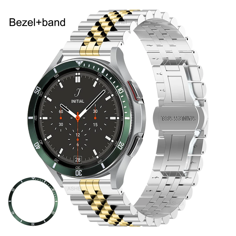

2pcs for samsung galaxy watch 4 classic band + bezel ring 46mm 42mm for galaxy watch 4classic luxury Stainless steel strap bezel
