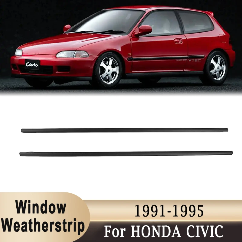 2Pcs Window Weatherstrip Belt Trim For HONDA Civic 1991-1995 72410‑SR3‑003 Waterproof Door Windows Glass Sealing Rubber Strips