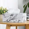 Nordic Marbling Leather Tissue Boxs Living Room Bedroom Desktop Tissue Holder Bathroom Draw Paper Storage Box Home Decoration 6