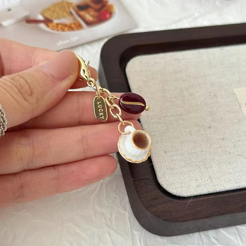 Kreative einzigartige Donut Brot Kaffee Telefon Charm Strap Anhänger Lanyard simulierte Lebensmittel Spielzeug Schlüsselbund Tasche Zubehör Geschenk – Detail 12