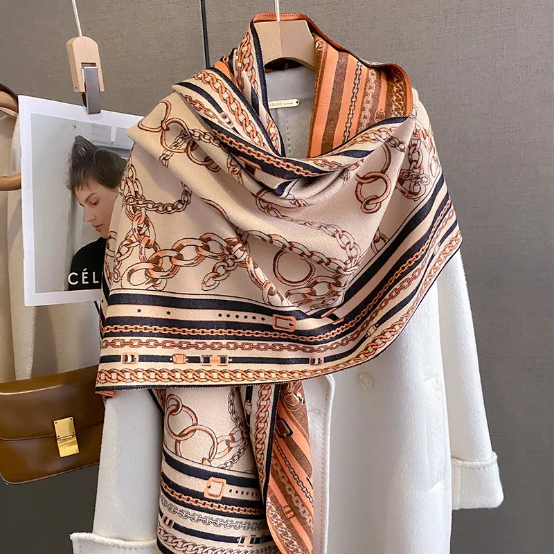 

Luxury Brand Women Scarf Winter Cashmere Scarves Printed Shawl Wraps Warm Pashmina Neckerchief Designer Bufandas Female Foulard