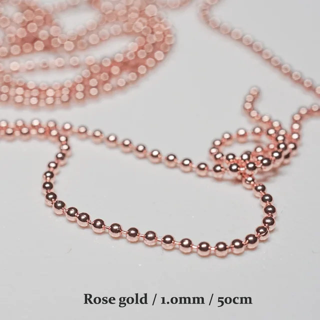 Nail Chain 0.8mm/1.0mm/50cm Rose Gold Silver Pixie Stone Decorations Accessory Metal Steel Ball Chain Nail Art Jewelry Rose gold (1.0mm)