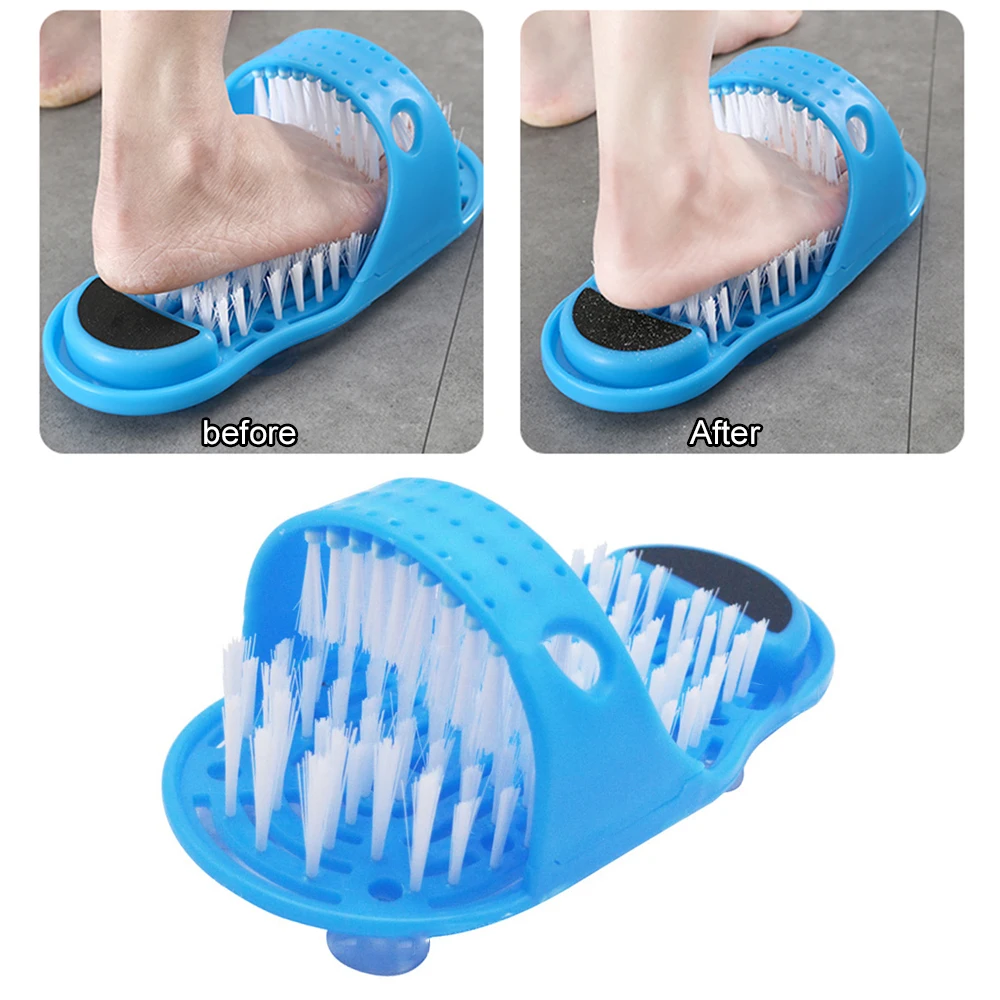 Amazon.com: Noppor Bathroom Shower No Bending Feet Brush Foot Cleaning  Bristle Slipper Bath Scrubber Massager Stick on Floor (Blue) : Beauty &  Personal Care