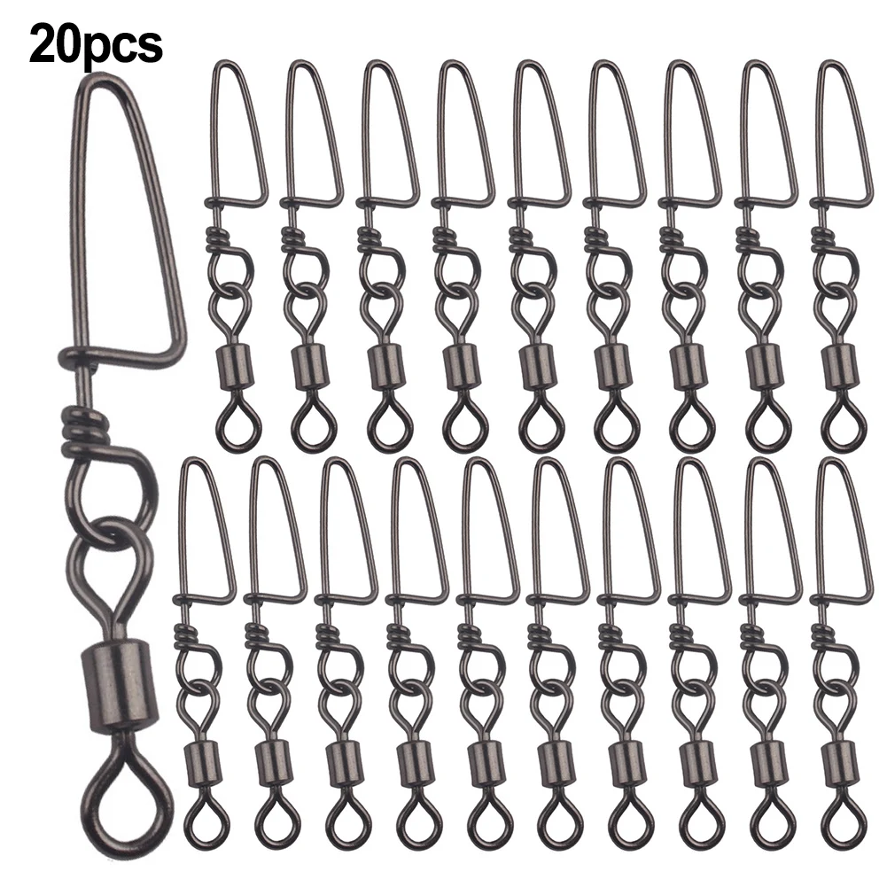 

20pcs Fishing Connector Swivels Interlock Pin Snap 7#-4/0# Outdoor Fishing Accesseries For Soft Bait Hard Bait Sequins