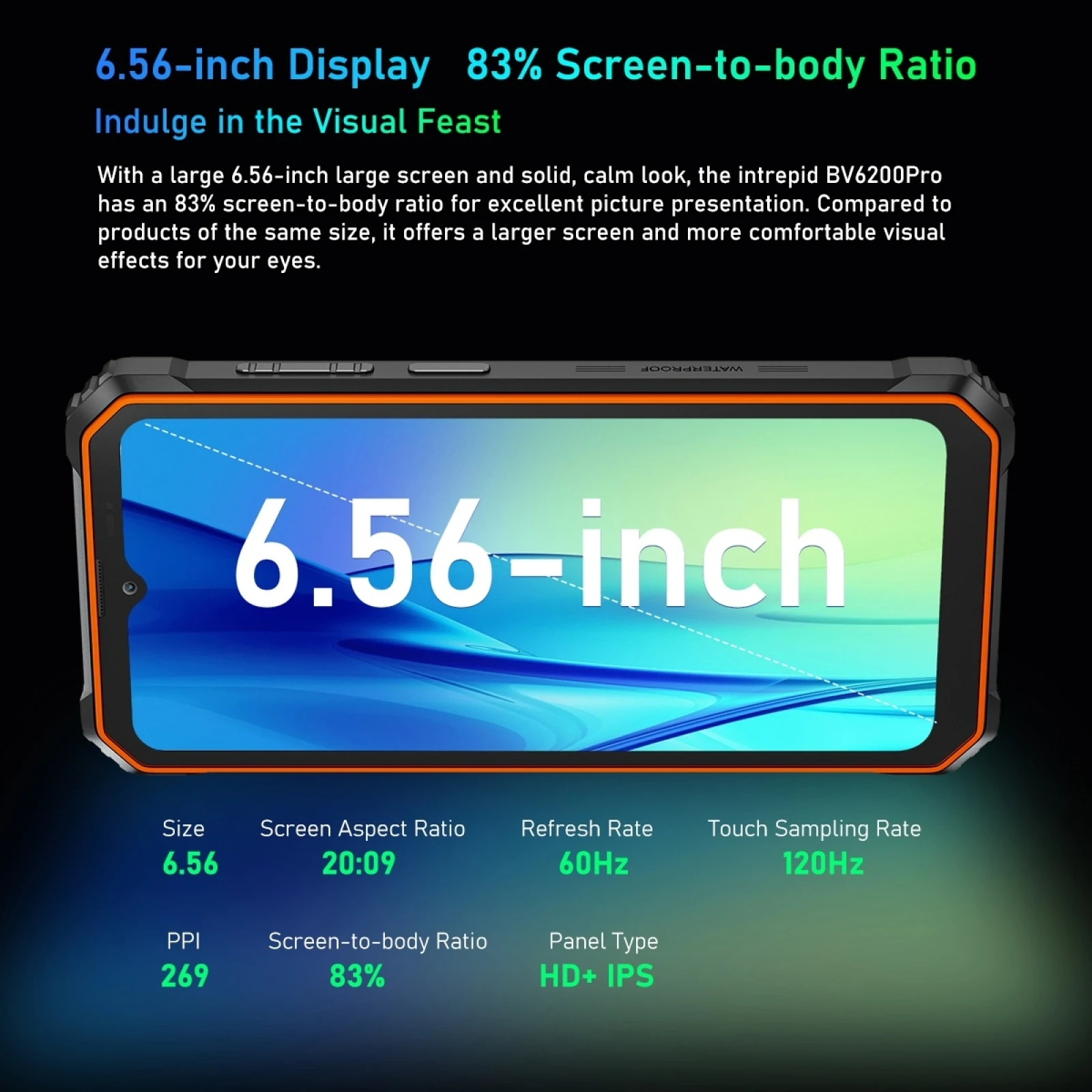 Blackview BV6200 Pro Rugged Phone 4GB/6GB+128GB Andriod 13 Helio P35 Mobile 6.56\'\' Cellphone 13MP 13000mAh 18W Fast Charge NFC