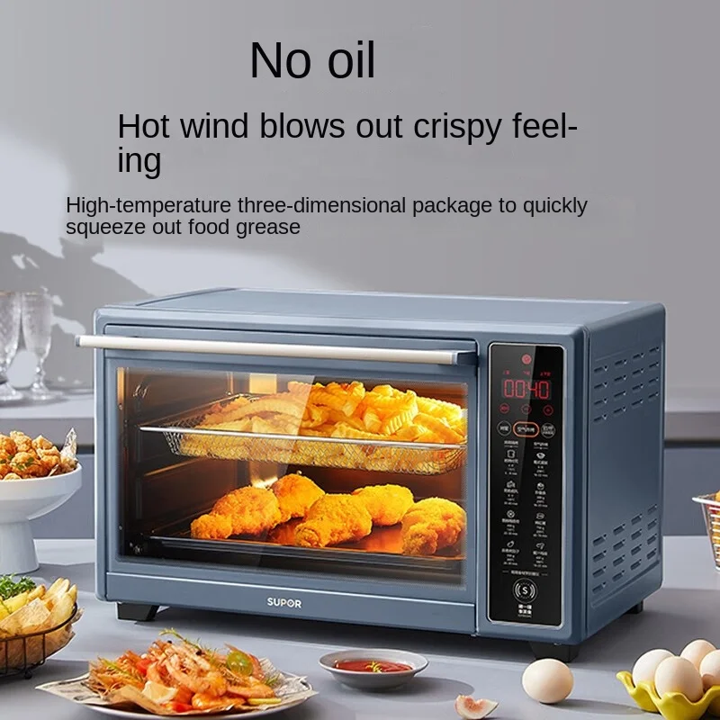 

SUPER Electric Oven Household Roasting and Frying Integrated Air Fry Pan 38L Enamel Inner Chamber Pizza Oven Barbecue