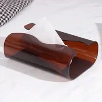 Modern Art Curved Acrylic Tissue Box, Stainless Steel Tissue Box, Table Center Napkin Holder, Living Room Tissue Storage Box 2