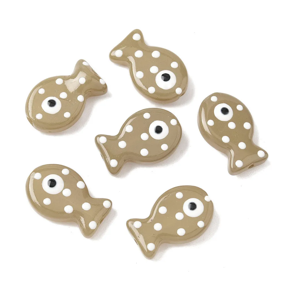 PandaHall 30 Stück Bemalte Glas-Emaille-Fischperlen für DIY-Schmuckherstellung, Halsketten, Armbänder, Handgemachte Bastelzubehörteile – Detail 27