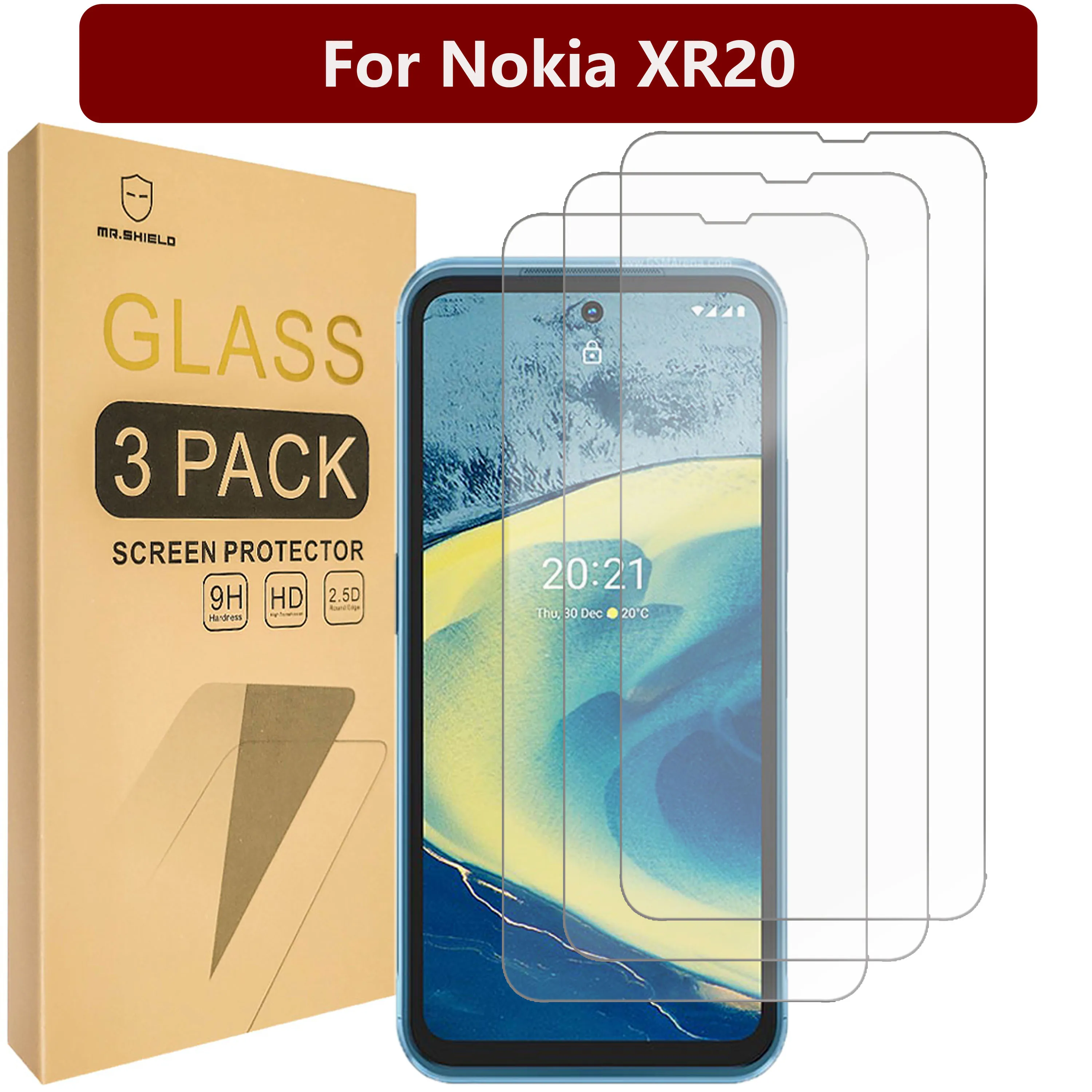 

Mr.Shield [3-Pack] Designed For Nokia XR20 [Tempered Glass] [Japan Glass with 9H Hardness] Screen Protector