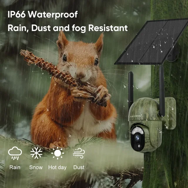 LS VISION 4MP 4G Solar Security Camera Wireless Outdoor WiFi Human/Animal Detection 2-Way Talk IP66 Waterproof Wildlife Camera 6