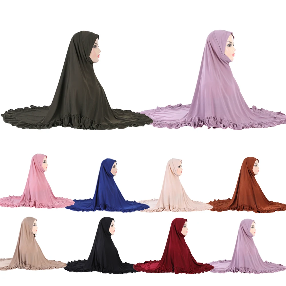 One Piece Amira Large Overheand Hijab Khimar Pull On Ready Made Sciarpa Istantanea Donna Musulmana Niqab Preghiera Burqa Ramadan Copertura Completa