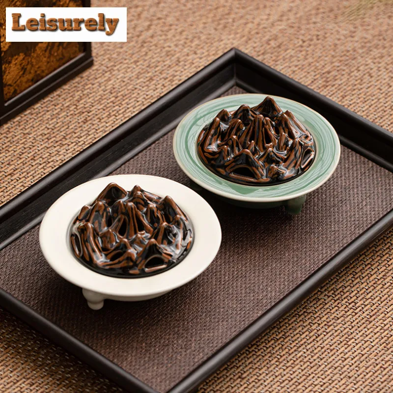 Chinese Mountains Tripodia Ceramic Incense Holder Water Fountain Decoration Incense Burners Meditation Censer Indoor Ornaments
