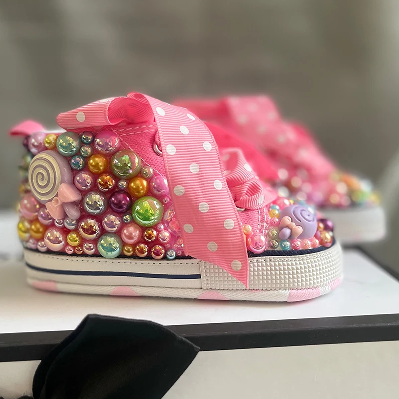 Random Lollipop Candy First Walking Canvas Baby Infant Shoes Soft