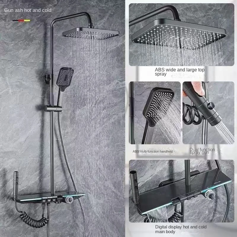 ชุดฝักบัวดิจิตอลอุณหภูมิคงที่อัจฉริยะ ระบบผลิตไฟฟ้าพลังน้ำ แกนน้ำทองแดง แกนวาล์วเซรามิก 1