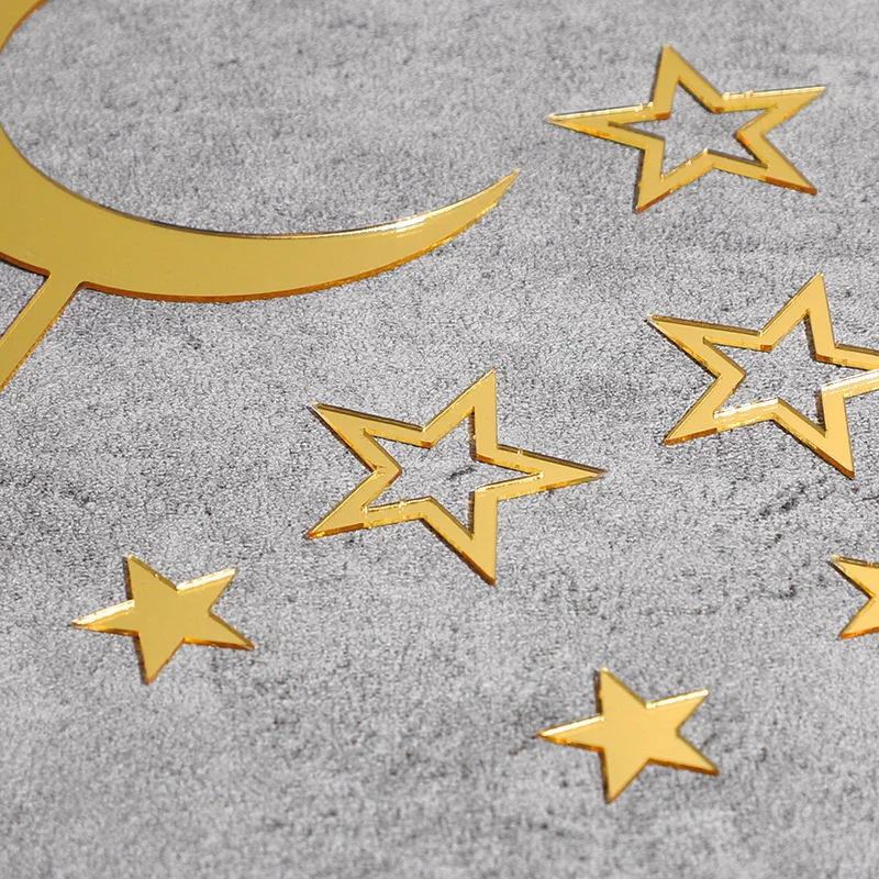 8 Stück Acryl Goldene Stern- und Mond-Kuchendekoration für Kindergeburtstage, Babypartys, Hochzeiten, Ramadan, Kuchen, Desserts, DIY-Deko – Detail 10