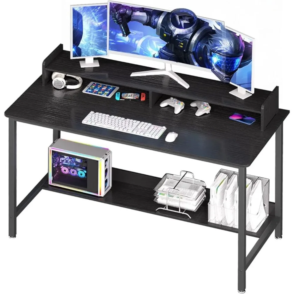 woodynlux-computer-desk-with-shelves-43-inch-gaming-writing-desk-study-pc-table-workstation-with-storage